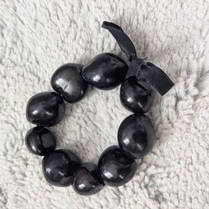 2000s Black Bead Bracelet With Bow